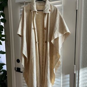Cream Button-Up Cape with Collar